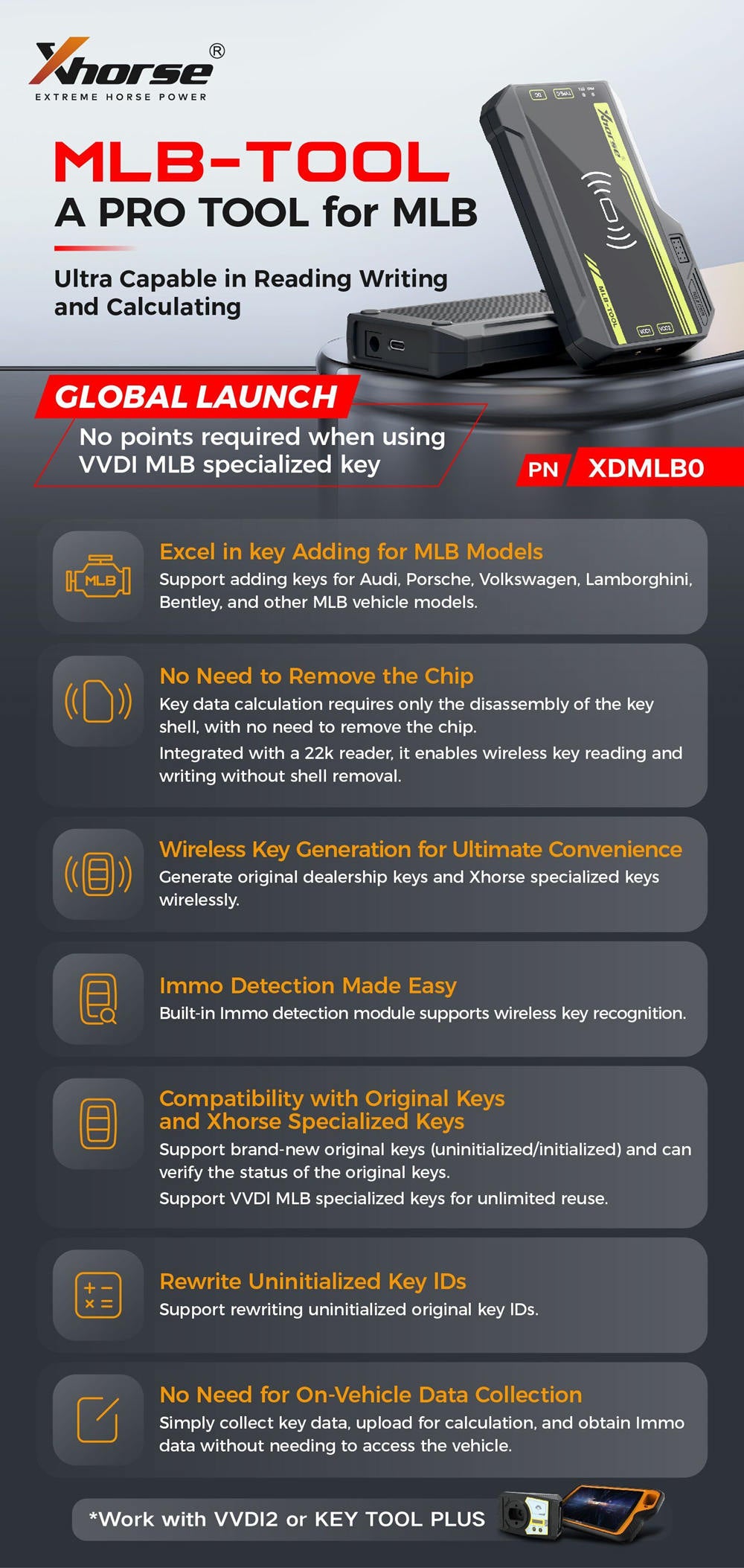 XHORSE MLB Programming Tool - Compatible with VVDI2 and Key Tool Plus